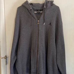 Jordan Gray Zip-Up Hoodie with Logo Zipper